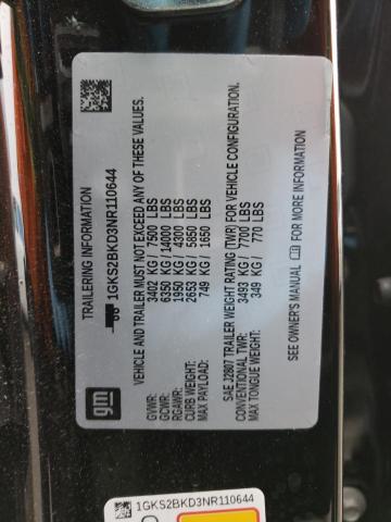 Photo 12 VIN: 1GKS2BKD3NR110644 - GMC YUKON SLT 