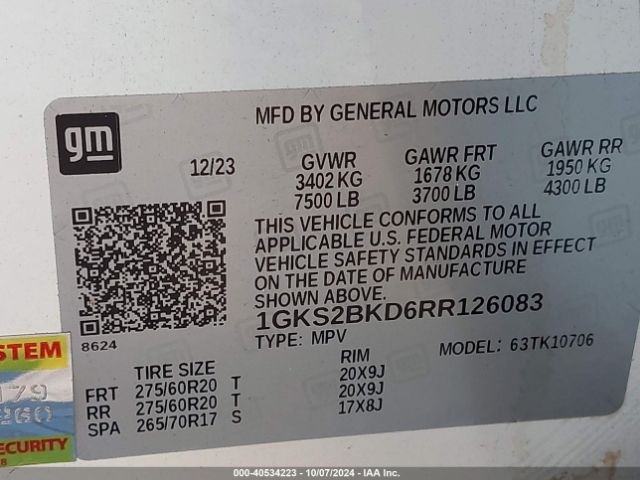 Photo 8 VIN: 1GKS2BKD6RR126083 - GMC YUKON 