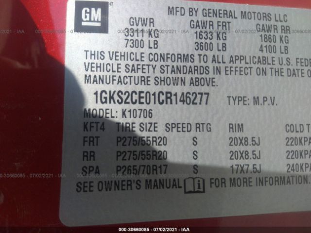 Photo 8 VIN: 1GKS2CE01CR146277 - GMC YUKON 