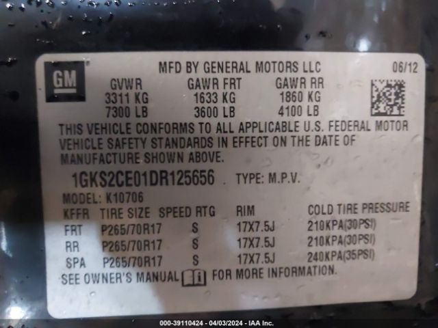 Photo 8 VIN: 1GKS2CE01DR125656 - GMC YUKON 