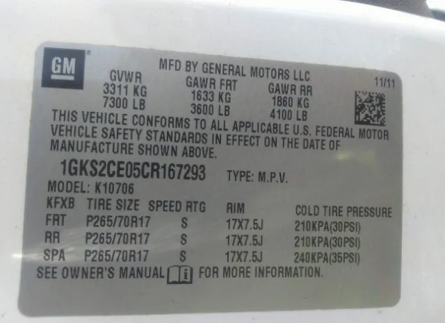 Photo 8 VIN: 1GKS2CE05CR167293 - GMC YUKON 