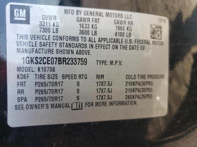 Photo 9 VIN: 1GKS2CE07BR233759 - GMC YUKON SLT 