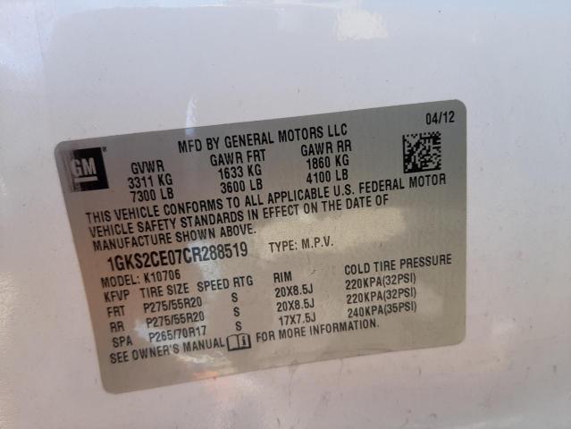 Photo 9 VIN: 1GKS2CE07CR288519 - GMC YUKON SLT 