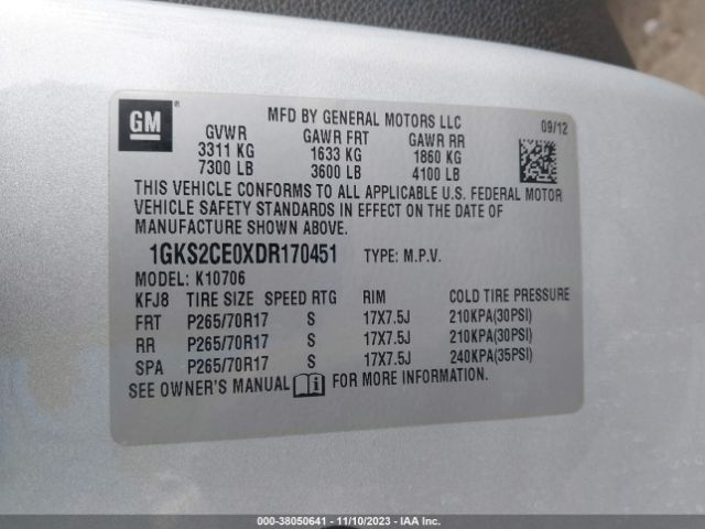 Photo 8 VIN: 1GKS2CE0XDR170451 - GMC YUKON 