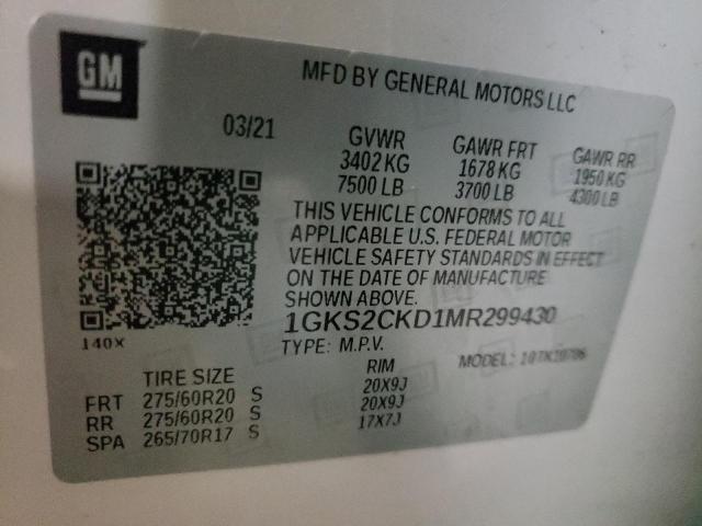 Photo 12 VIN: 1GKS2CKD1MR299430 - GMC YUKON AT4 