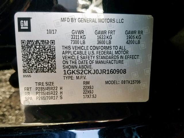 Photo 9 VIN: 1GKS2CKJ0JR160908 - GMC YUKON DENA 