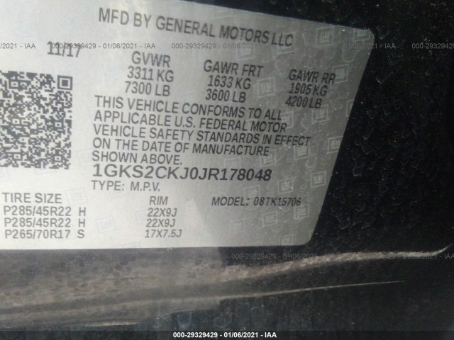 Photo 8 VIN: 1GKS2CKJ0JR178048 - GMC YUKON 