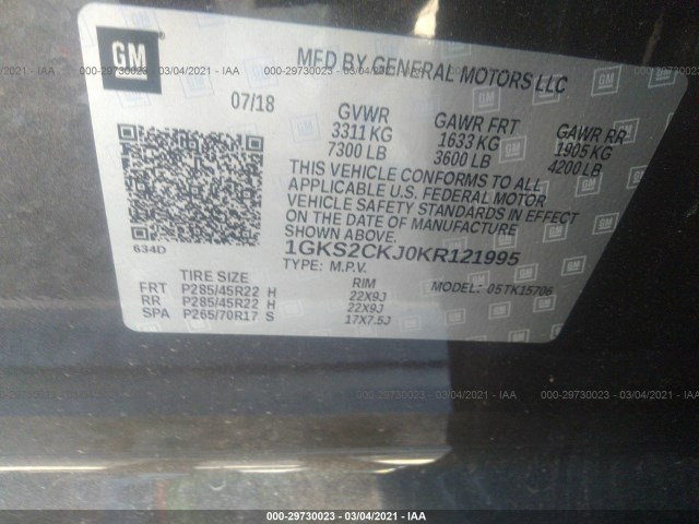 Photo 8 VIN: 1GKS2CKJ0KR121995 - GMC YUKON 