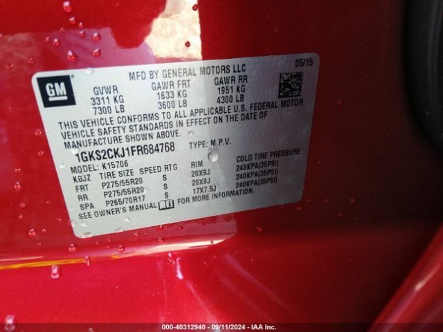 Photo 8 VIN: 1GKS2CKJ1FR684768 - GMC YUKON 