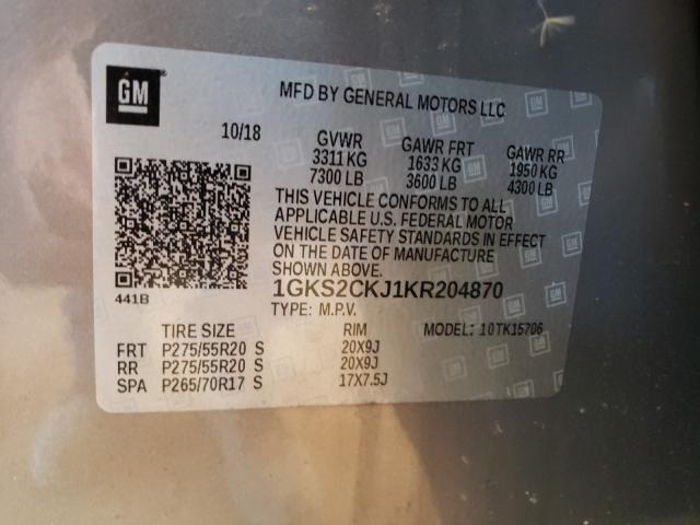 Photo 9 VIN: 1GKS2CKJ1KR204870 - GMC YUKON DENA 