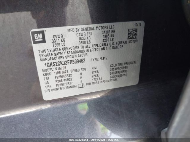 Photo 8 VIN: 1GKS2CKJ2FR509462 - GMC YUKON 