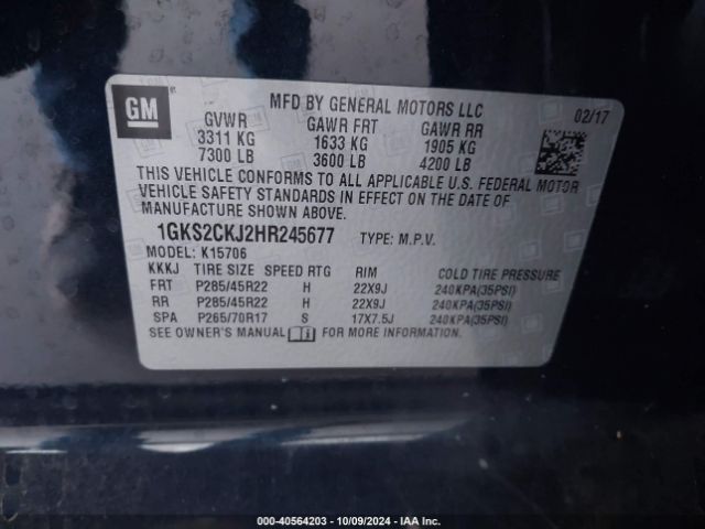 Photo 8 VIN: 1GKS2CKJ2HR245677 - GMC YUKON 