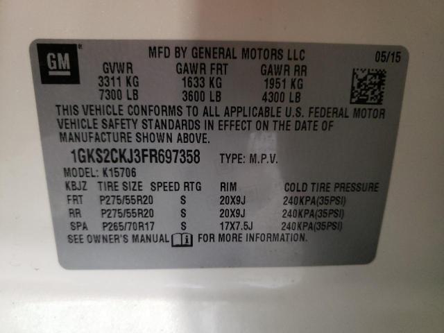 Photo 9 VIN: 1GKS2CKJ3FR697358 - GMC YUKON DENA 