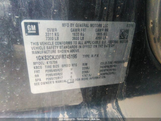 Photo 8 VIN: 1GKS2CKJ3FR745196 - GMC YUKON 