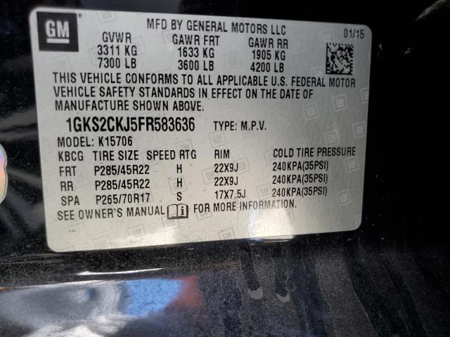 Photo 12 VIN: 1GKS2CKJ5FR583636 - GMC YUKON DENA 