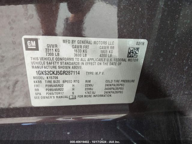 Photo 8 VIN: 1GKS2CKJ5GR287114 - GMC YUKON 