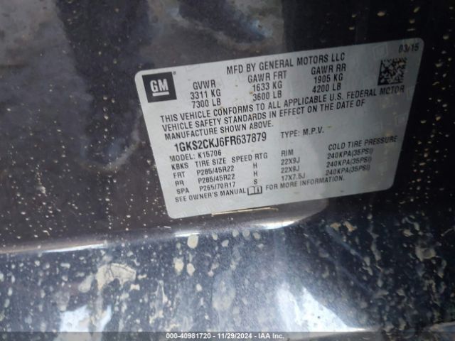 Photo 8 VIN: 1GKS2CKJ6FR637879 - GMC YUKON 