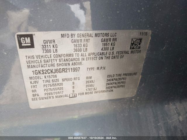 Photo 8 VIN: 1GKS2CKJ6GR211997 - GMC YUKON 