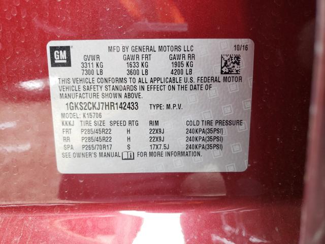 Photo 9 VIN: 1GKS2CKJ7HR142433 - GMC YUKON DENA 