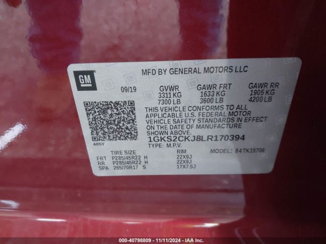 Photo 8 VIN: 1GKS2CKJ8LR170394 - GMC YUKON 