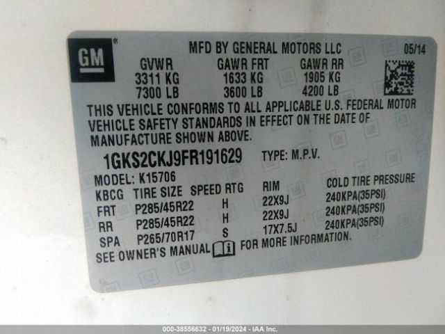 Photo 8 VIN: 1GKS2CKJ9FR191629 - GMC YUKON 