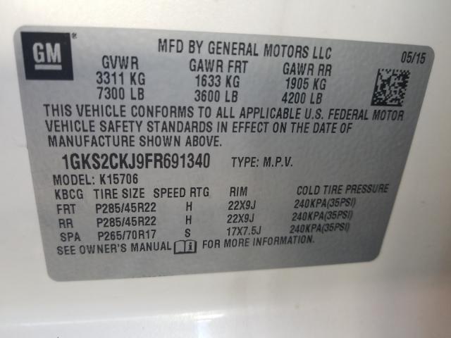 Photo 9 VIN: 1GKS2CKJ9FR691340 - GMC YUKON DENA 