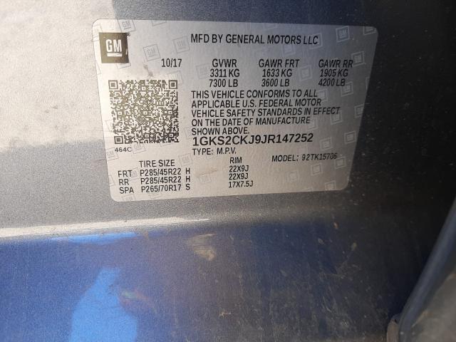 Photo 9 VIN: 1GKS2CKJ9JR147252 - GMC YUKON DENA 