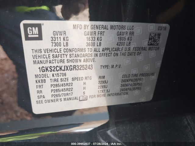 Photo 8 VIN: 1GKS2CKJXGR325243 - GMC YUKON 