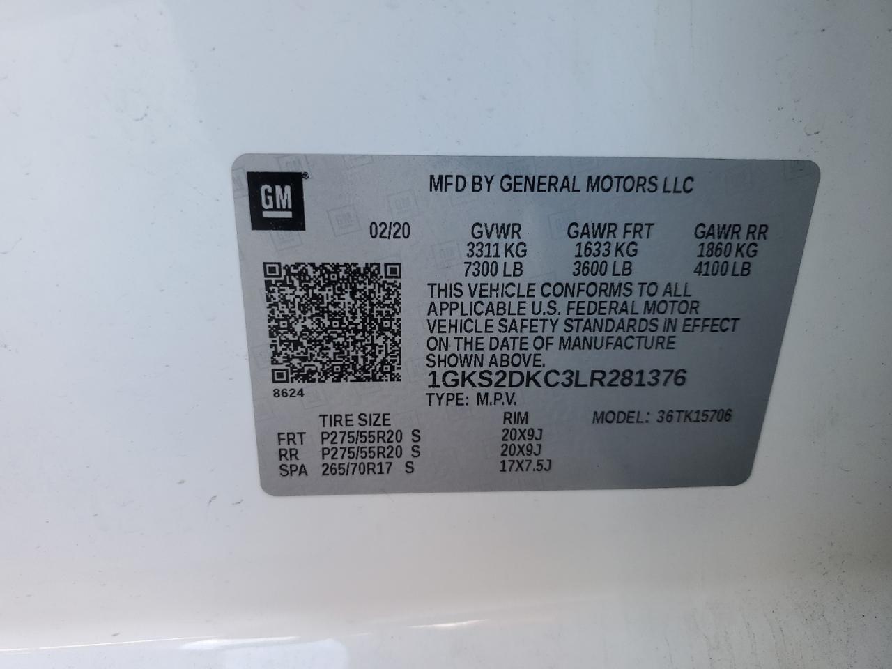 Photo 11 VIN: 1GKS2DKC3LR281376 - GMC YUKON 