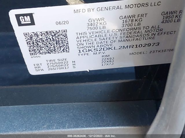 Photo 8 VIN: 1GKS2DKL2MR102973 - GMC YUKON 