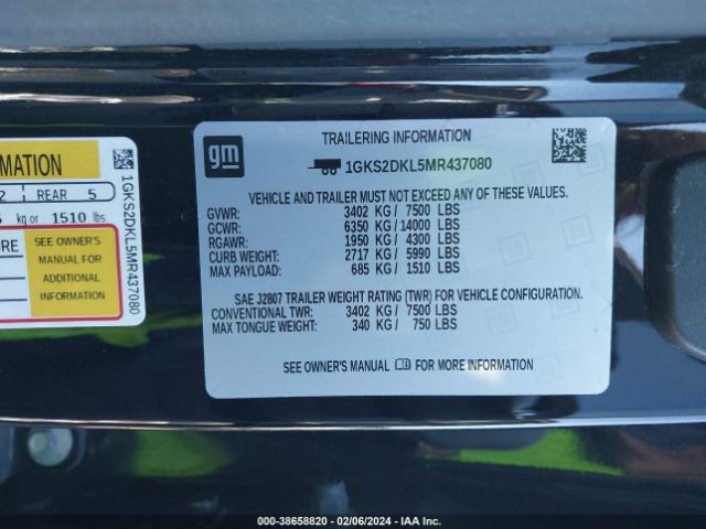 Photo 8 VIN: 1GKS2DKL5MR437080 - GMC YUKON 