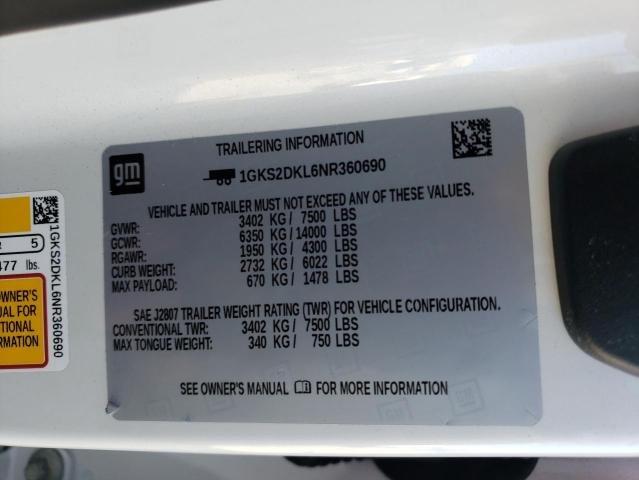 Photo 12 VIN: 1GKS2DKL6NR360690 - GMC YUKON 