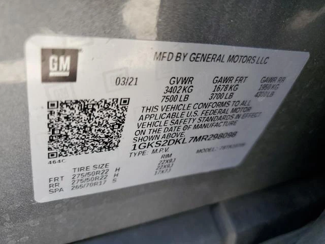 Photo 12 VIN: 1GKS2DKL7MR298098 - GMC YUKON DENA 