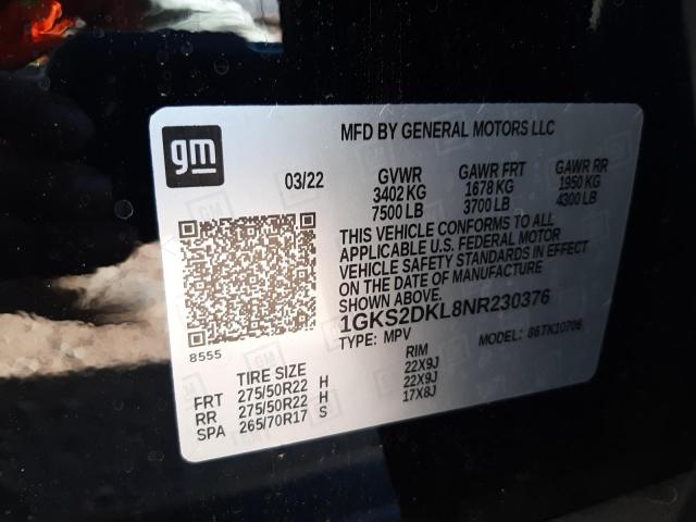 Photo 9 VIN: 1GKS2DKL8NR230376 - GMC YUKON DENA 