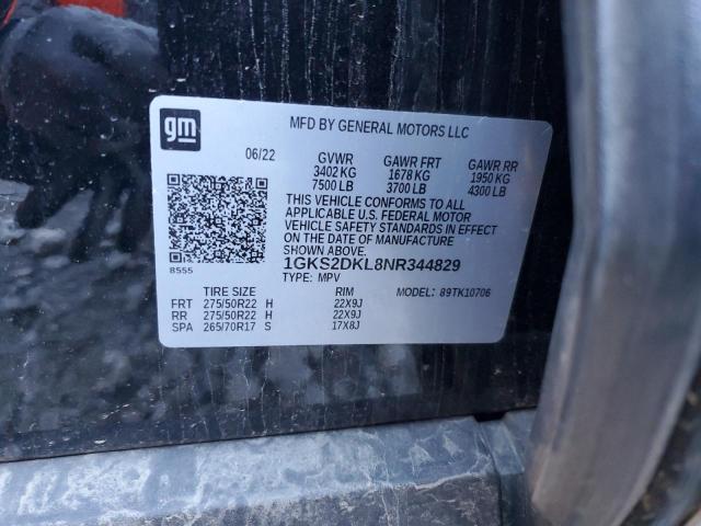 Photo 12 VIN: 1GKS2DKL8NR344829 - GMC YUKON DENA 