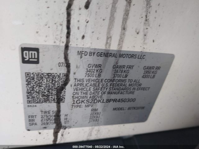 Photo 8 VIN: 1GKS2DKL8PR450300 - GMC YUKON 