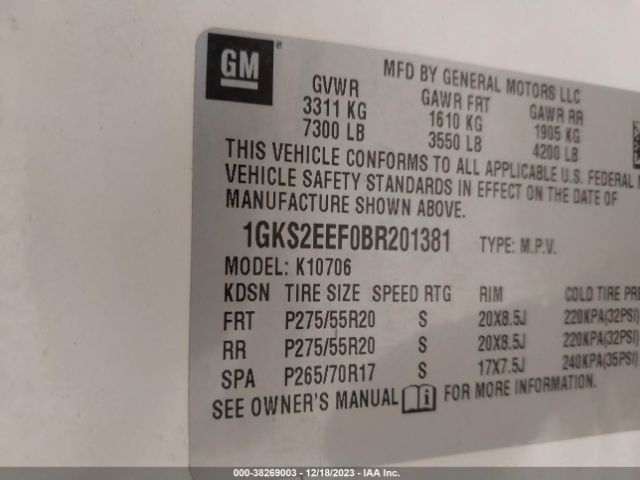 Photo 8 VIN: 1GKS2EEF0BR201381 - GMC YUKON 