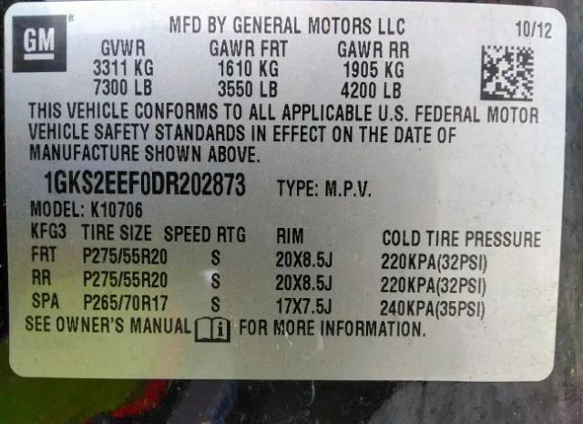 Photo 8 VIN: 1GKS2EEF0DR202873 - GMC YUKON 