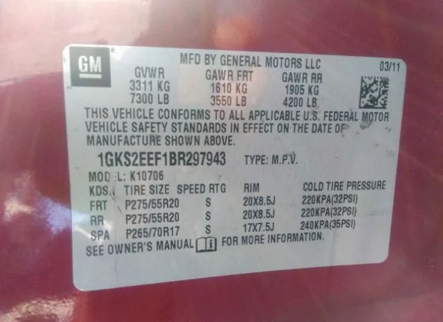 Photo 8 VIN: 1GKS2EEF1BR297943 - GMC YUKON 