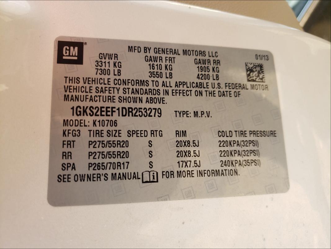 Photo 9 VIN: 1GKS2EEF1DR253279 - GMC YUKON DENA 