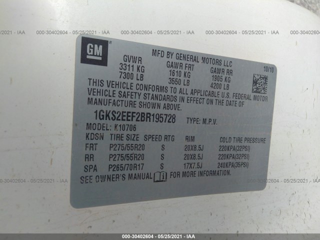 Photo 8 VIN: 1GKS2EEF2BR195728 - GMC YUKON 