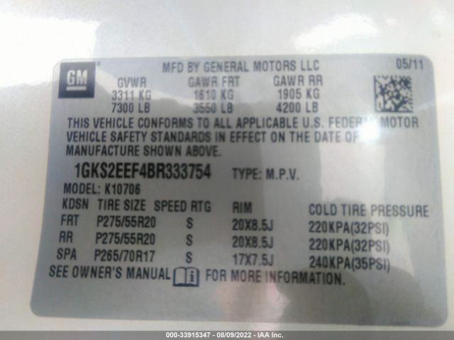 Photo 8 VIN: 1GKS2EEF4BR333754 - GMC YUKON 