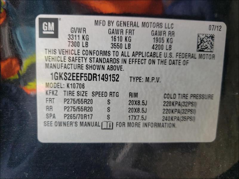 Photo 9 VIN: 1GKS2EEF5DR149152 - GMC YUKON 