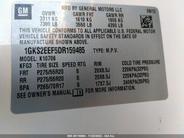 Photo 8 VIN: 1GKS2EEF5DR159485 - GMC YUKON 