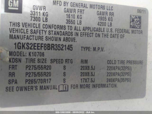 Photo 8 VIN: 1GKS2EEF8BR352145 - GMC YUKON 