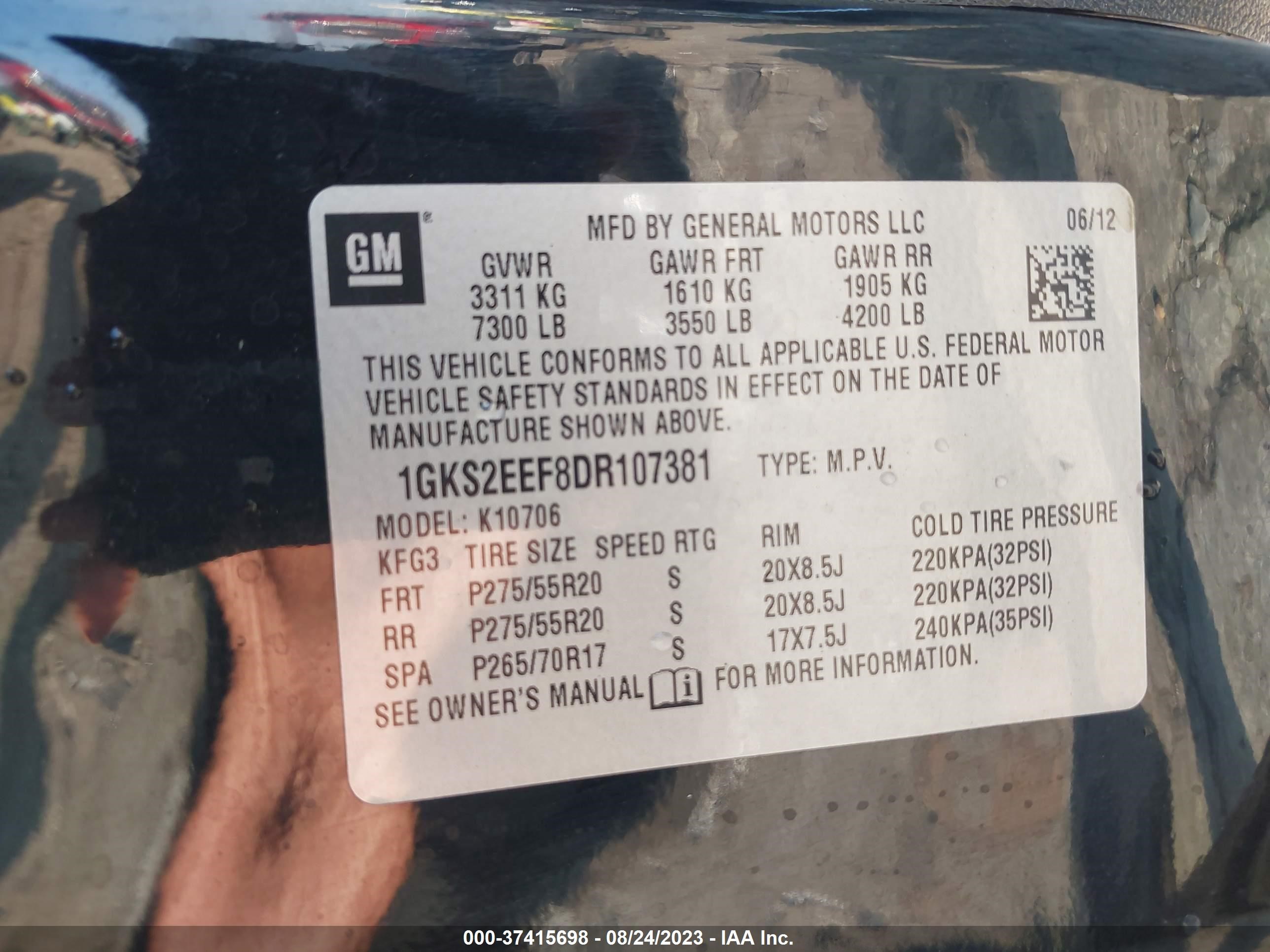 Photo 8 VIN: 1GKS2EEF8DR107381 - GMC YUKON 