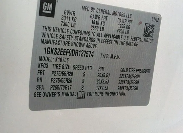 Photo 8 VIN: 1GKS2EEF9DR127574 - GMC YUKON 