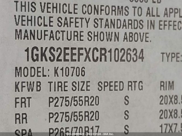 Photo 8 VIN: 1GKS2EEFXCR102634 - GMC YUKON 