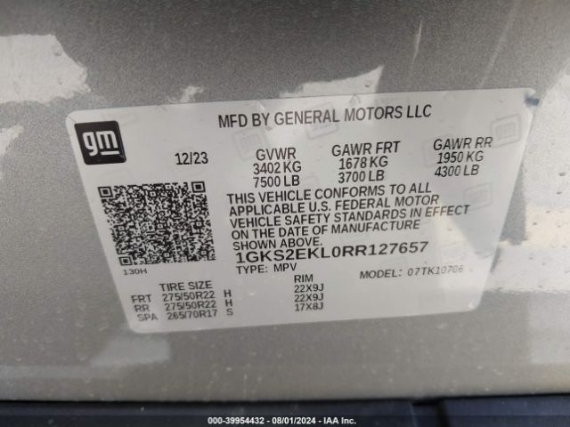 Photo 8 VIN: 1GKS2EKL0RR127657 - GMC YUKON 