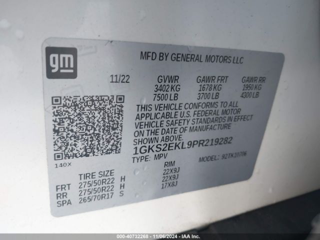 Photo 8 VIN: 1GKS2EKL9PR219282 - GMC YUKON 